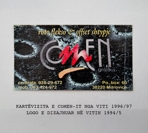 Comen Grafika dizajn karte vizite 1996-97, Vizit Karta,